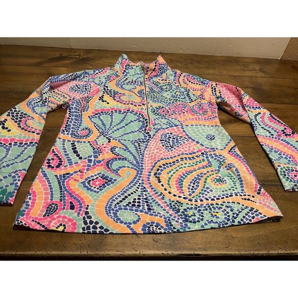 Lilly Pultizer Womens Jacket 1/2 Zip Skipper Popover Seashell Multicolor Mosaic - Picture 2 of 12